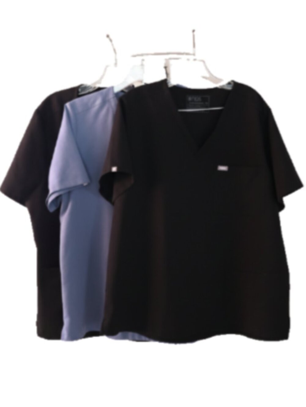 FIGS Scrub Tops XXL Lot of 3 V-Neck Technical Collection Stretch Black Blue